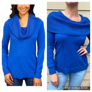 Michael Kors Blue Knitted Cowl Sweater
